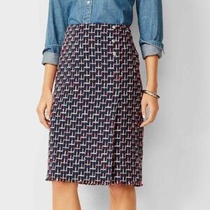NWOT Talbots Boucle Navy, Red and White Pencil Skirt